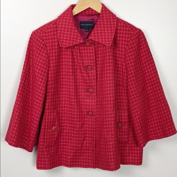 Banana Republic Jackets & Blazers - Banana Republic Tweed Swing Fuchsia Pea Coat